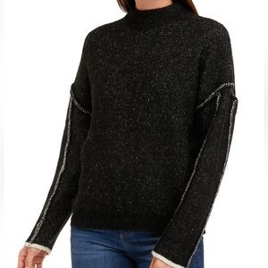 wonderly black raw hem sweater